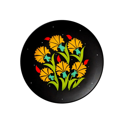 Tropical Blast Wall Plate Painting | Home Decor Plates | Hand Painted Gift | black and yellow striking wall plate decor